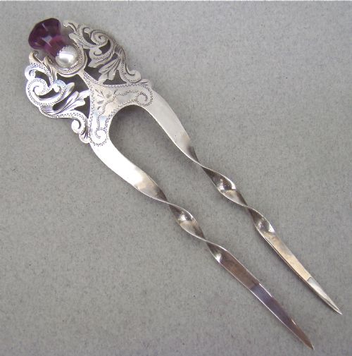 Edwardian Silver Hair Slide Or Hair Comb By Pearce Thompson