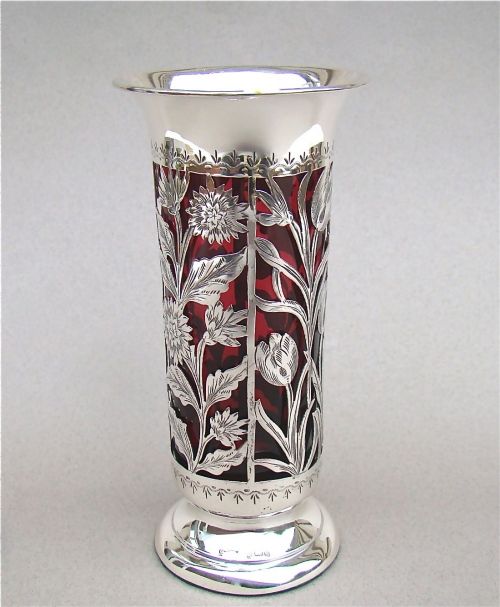 art nouveau pierced silver vase by saunders shepherd birmingham 1905