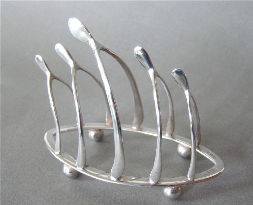 art deco silver wishbone toast rack by c t burrows sons birmingham 1926