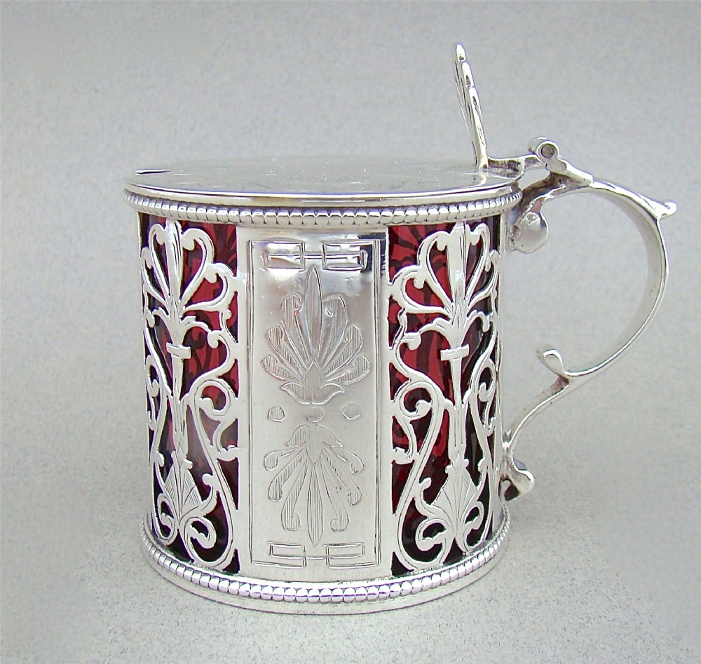 midvictorian pierced silver mustard pot london 1875