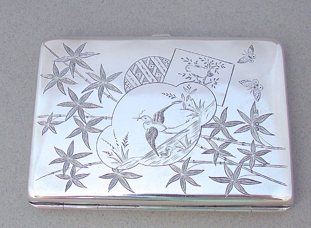 victorian silver aesthetic movement card case aide memoire by stokes ireland birmingham 1885