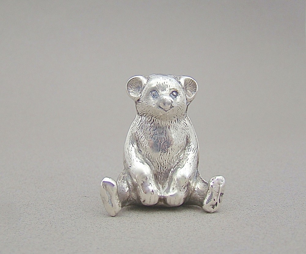 rare edwardian silver teddy bear pin cushion by the boots company chester 1909