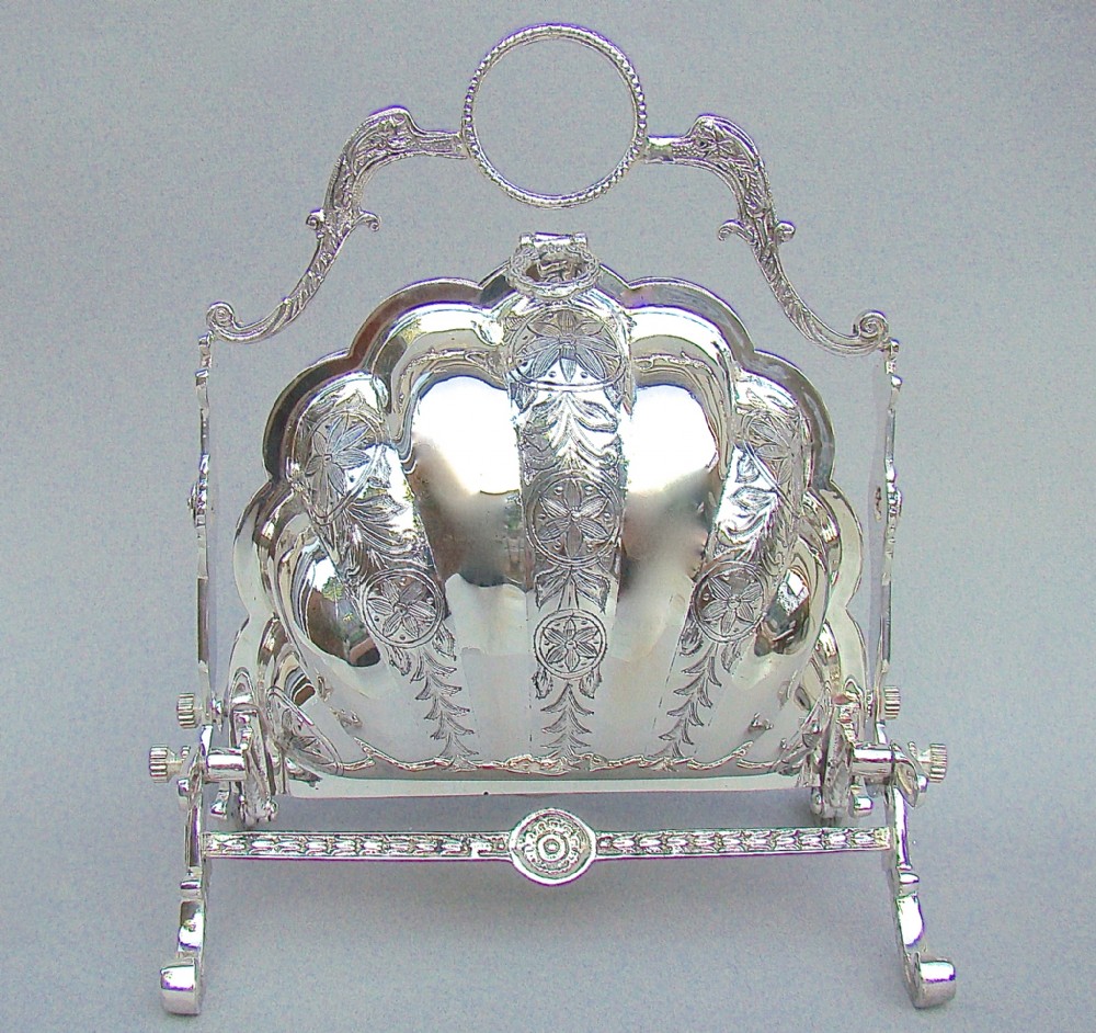 victorian silver plated folding biscuit box circa 1890