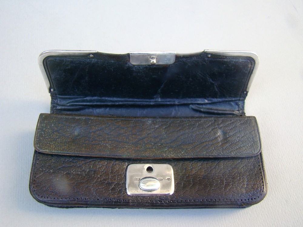 Victorian Silver & Leather Purse By Charles Penny Brown, Birmingham