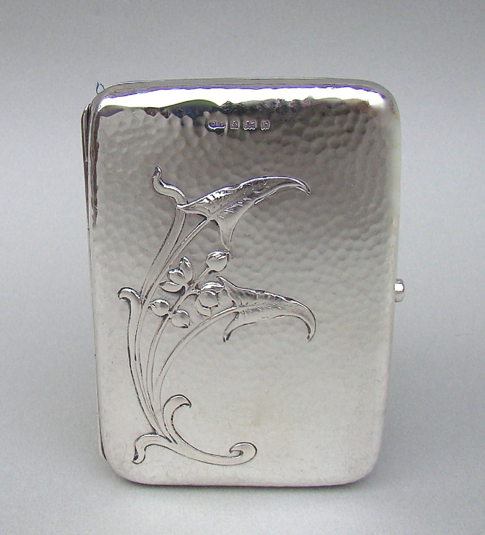 rare silver arts craft movement card case aide memoire by deakin francis birmingham 1901