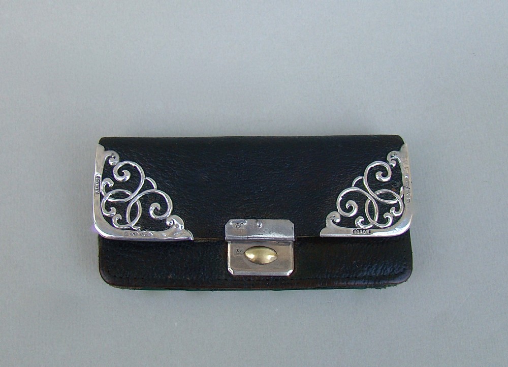 art nouveau silver leather purse by cohen charles birmingham 1906