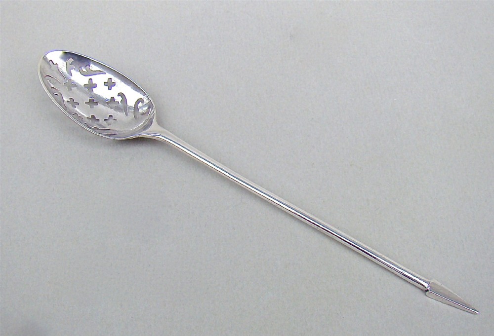 georgian shell back silver mote spoon by thomas william chawner london circa 1750