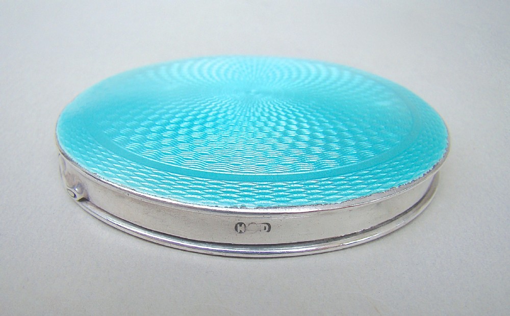 art deco silver and guilloche enamel compact by henry clifford davis birmingham 1922