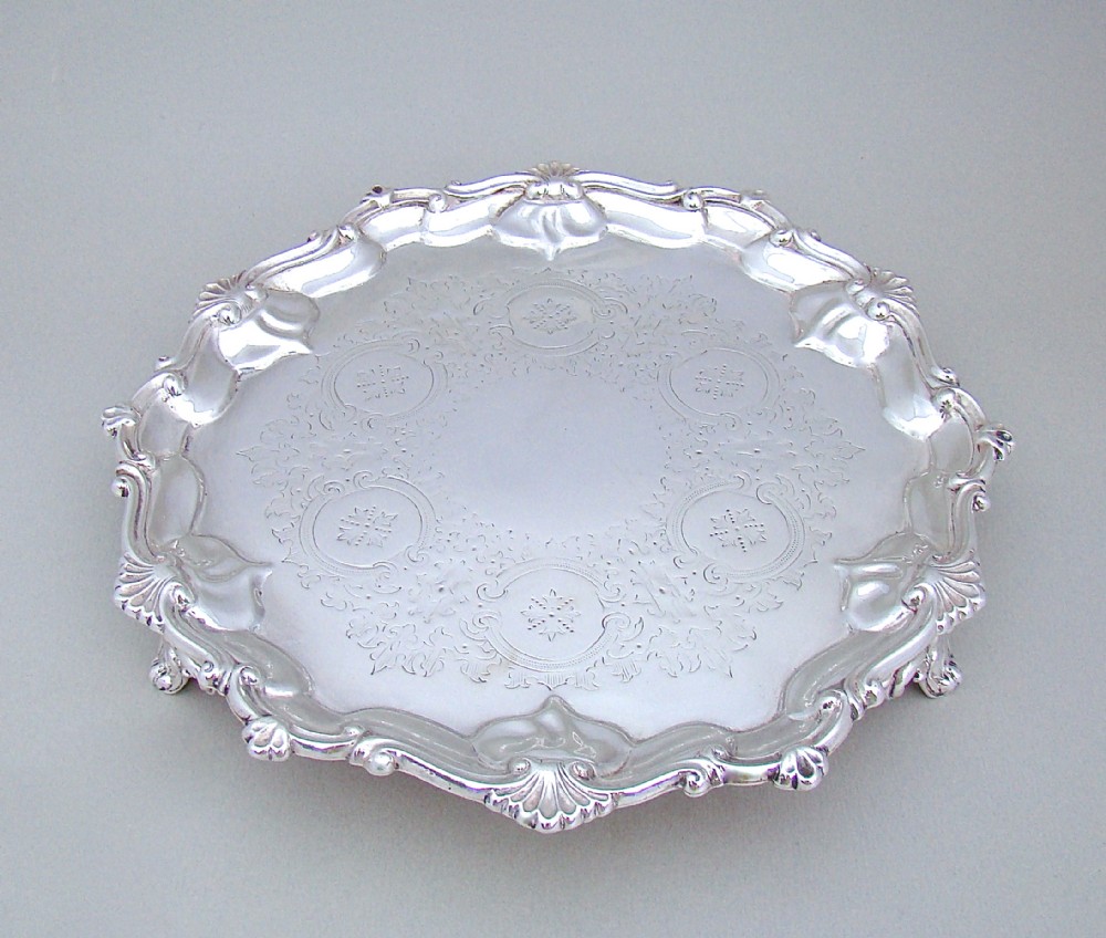 victorian solid silver 8 salver tray by alexander macrae london 1864