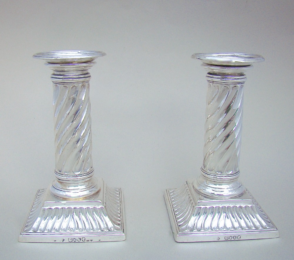 pair of victorian sterling silver candlesticks by martin hall co london 1885