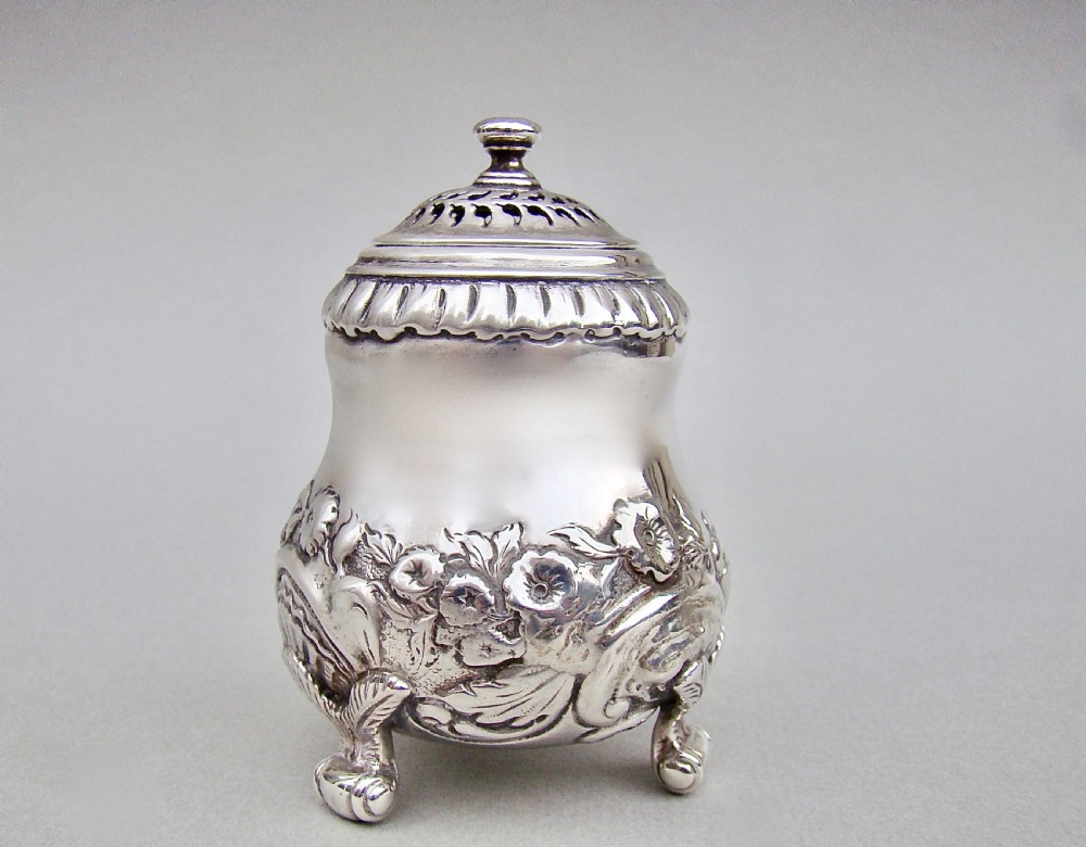 exquisite georgian silver pounce pot by joseph angell london 1825
