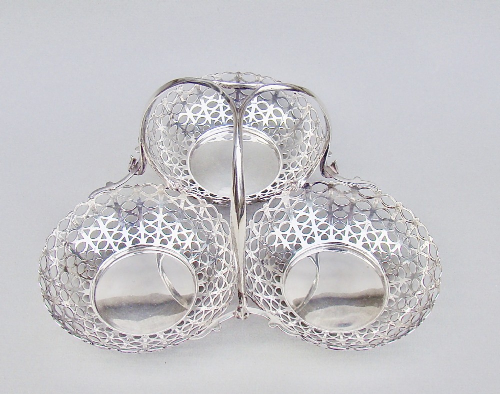 fabulous edwardian silver triple sweetmeat dish by elkington co birmingham 1906