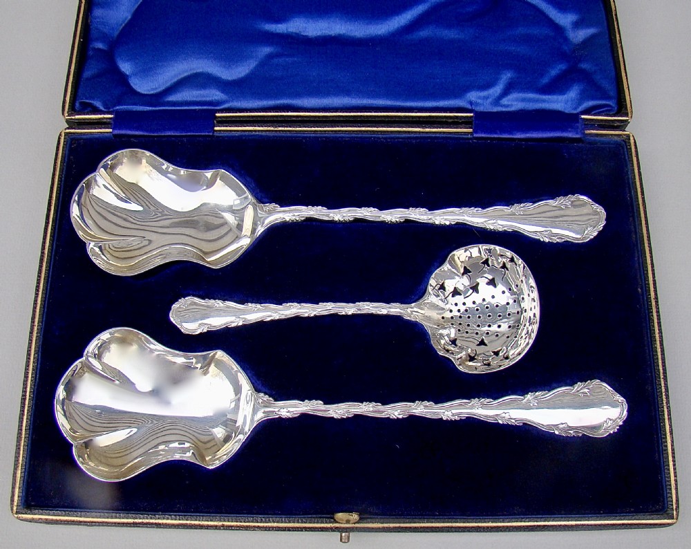 cased victorian silver plated fruit serving set by lee wigful sheffield circa 1900