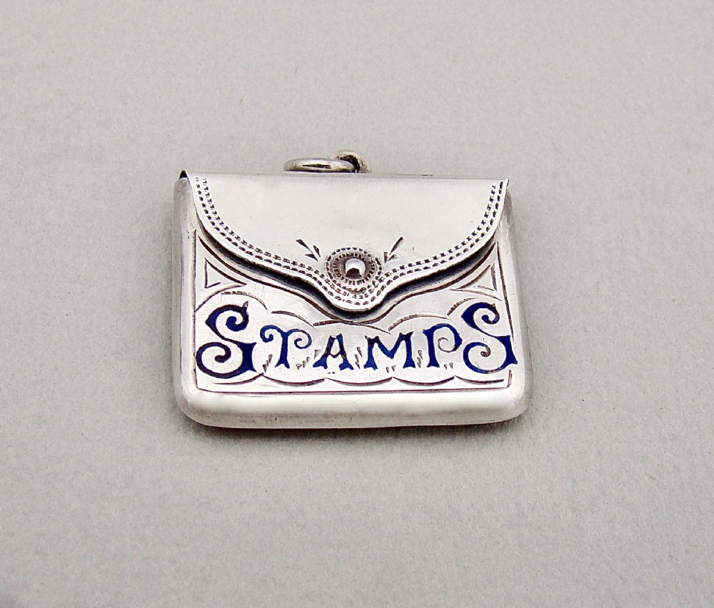enamelled silver stamp case by crisford norris birmingham 1920