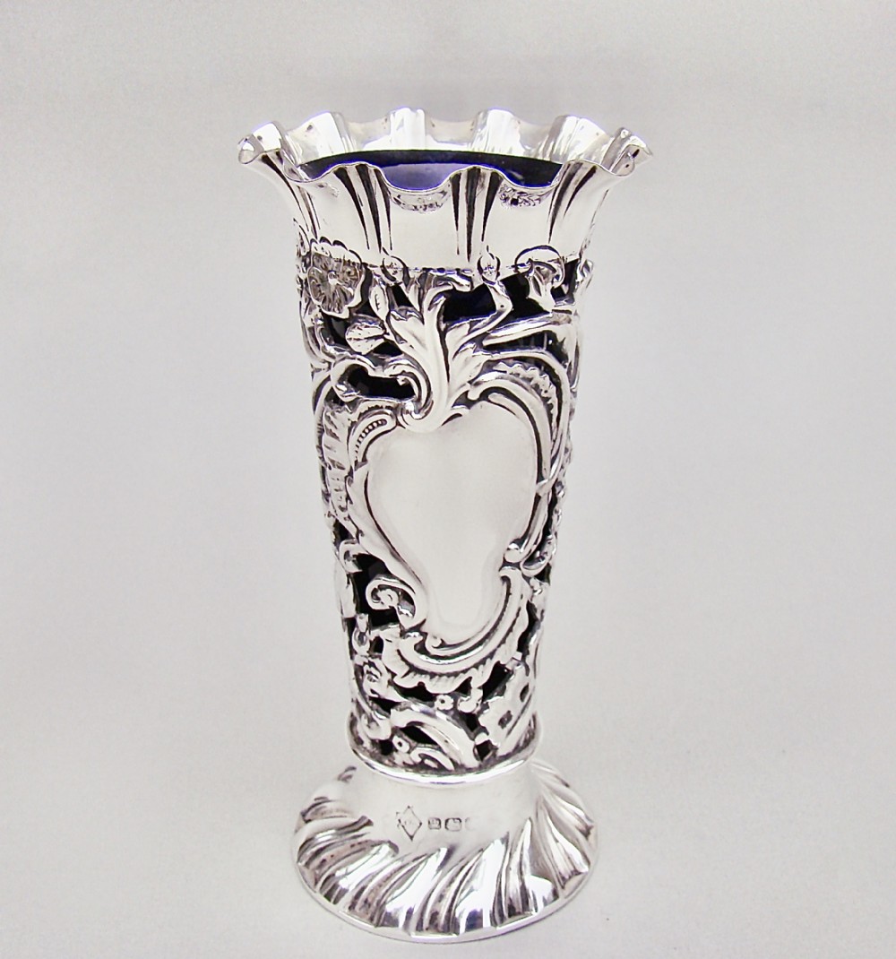 small victorian silver spill vase by m bros sheffield 1899
