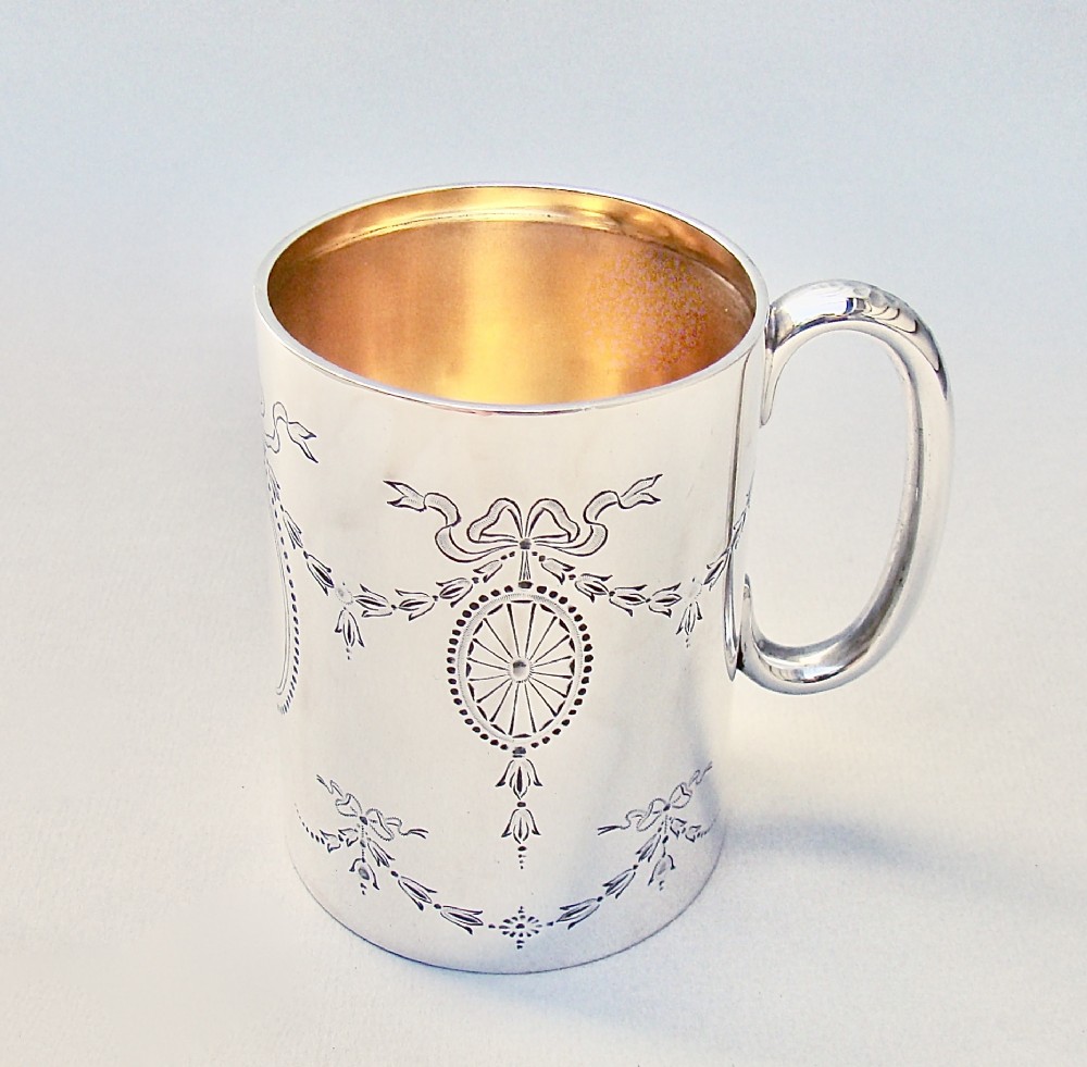 george v silver christening mug by the atkins brothers sheffield 1920