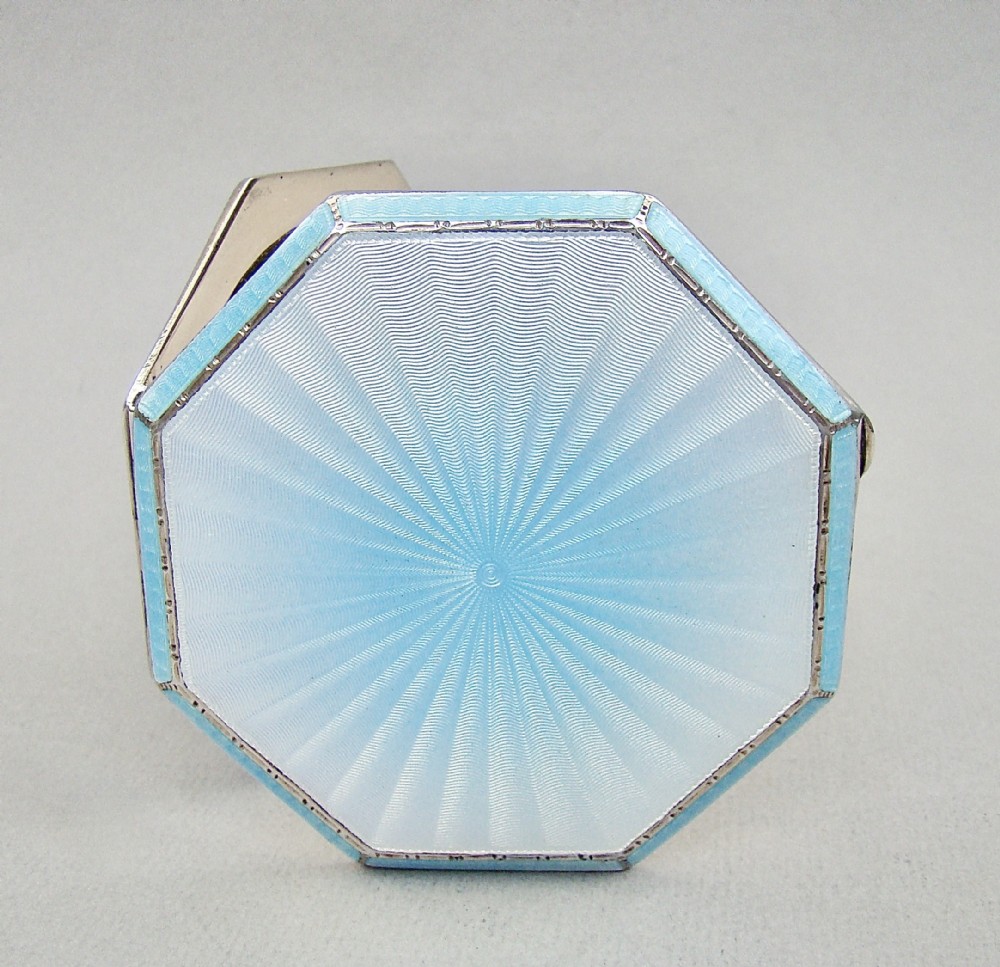 rare and fabulous art deco silver guilloche enamel compact by albert carter birmingham 1936