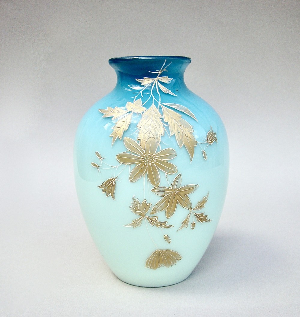 thomas webb cased glass vase with gilt decorations circa 1880