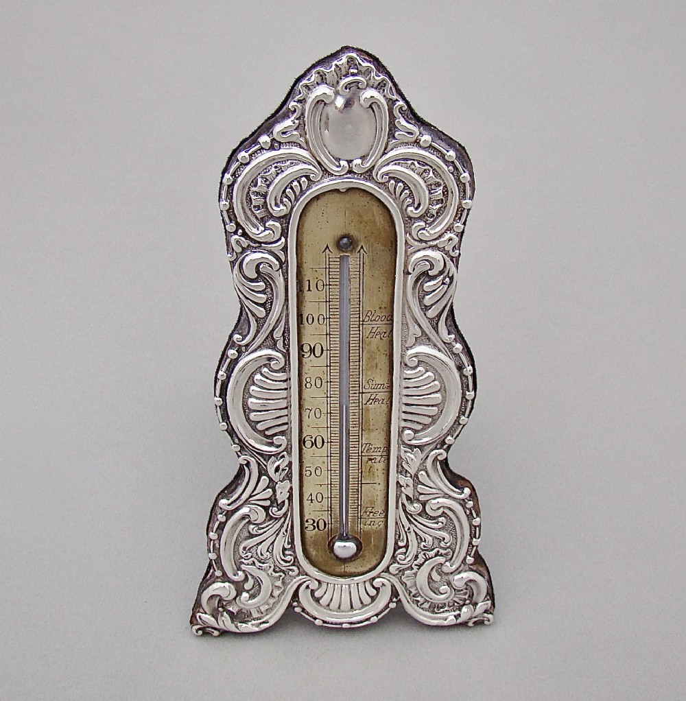 rare art nouveau silver desk thermometer by j batson son london 1903