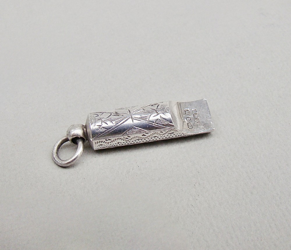 rare victorian silver whistle by h w ashford birmingham 1895