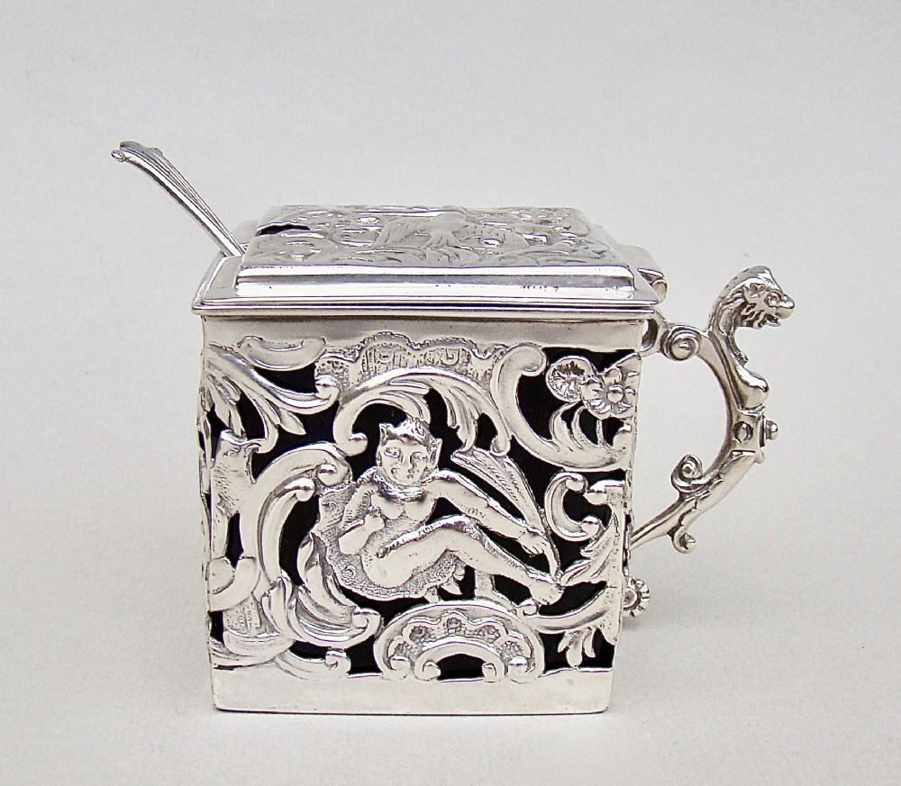 rare victorian silver mustard pot by william comyns london 1891