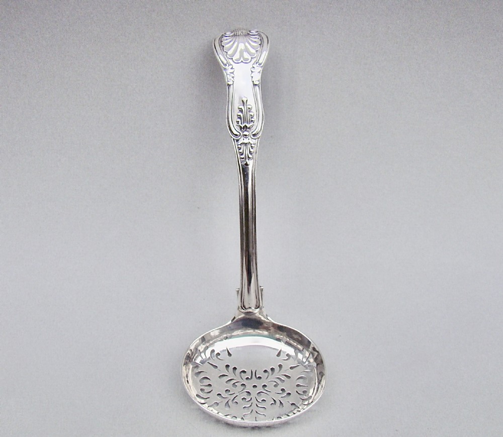 handsome victorian solid silver kings pattern sifter ladle by j a savory london 1845