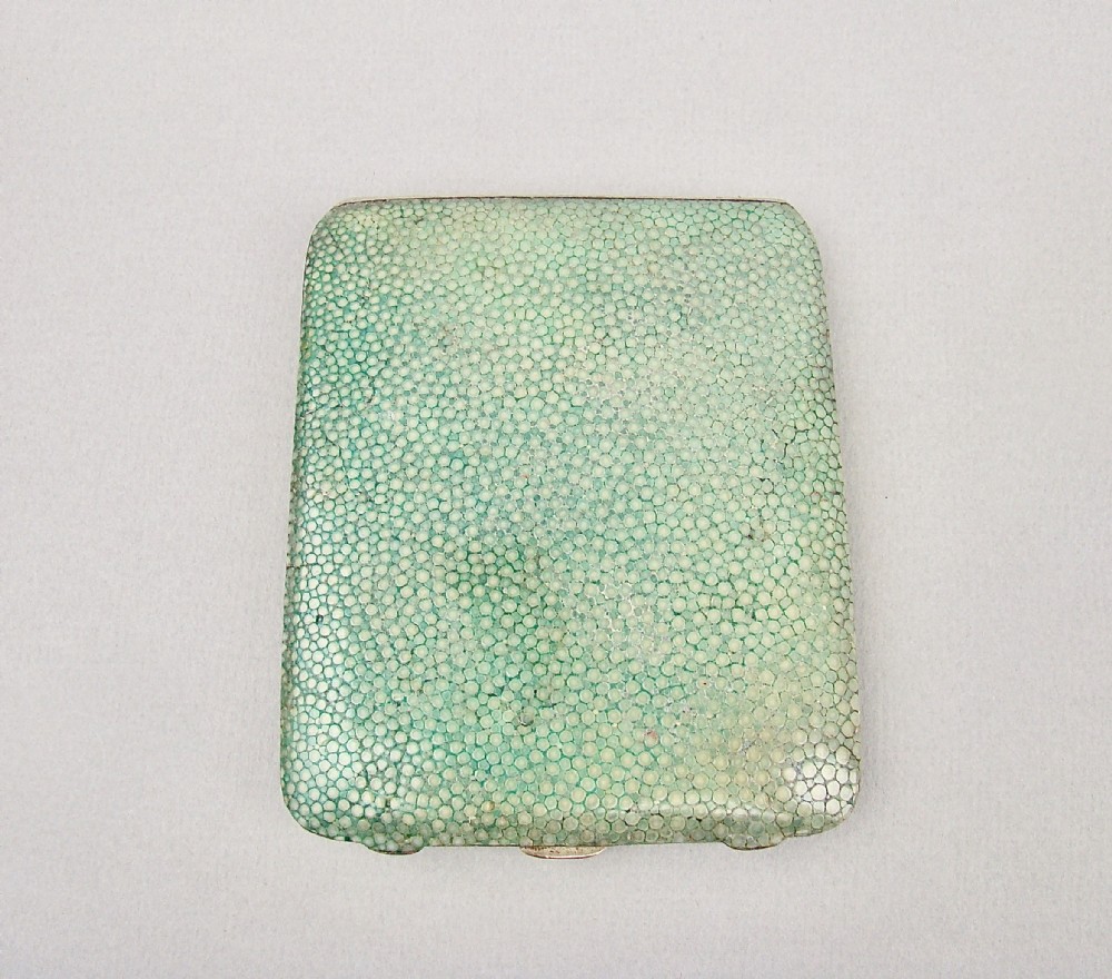 art deco silver plated shagreen compact circa 1930