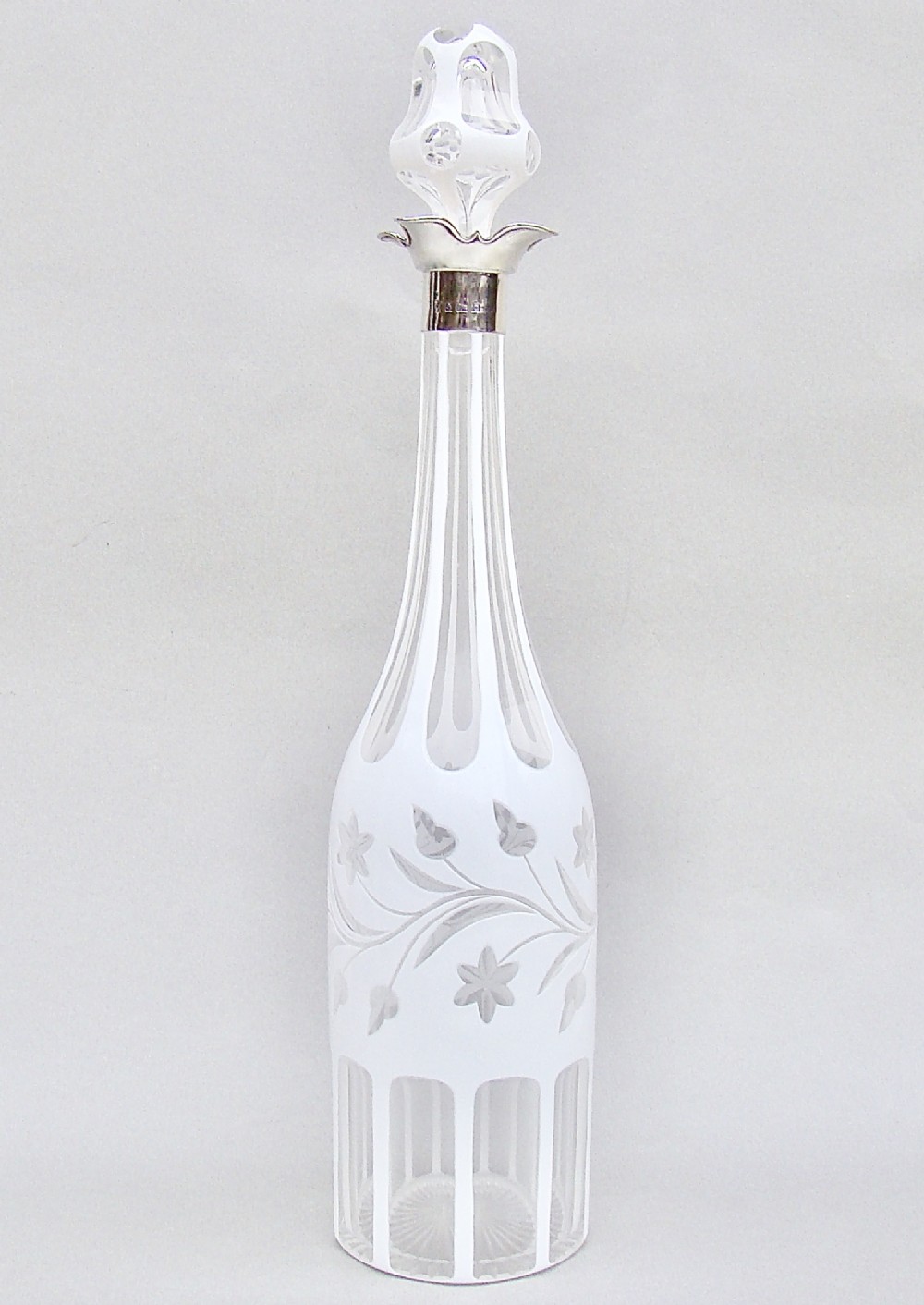 rare edwardian silver mounted bohemian glass decanter by latham morton birmingham 1902