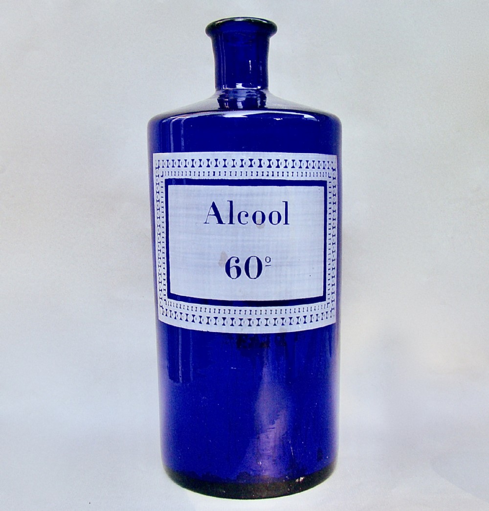 fabulous large 19th century french etched bristol blue glass apothecary jar circa 1890