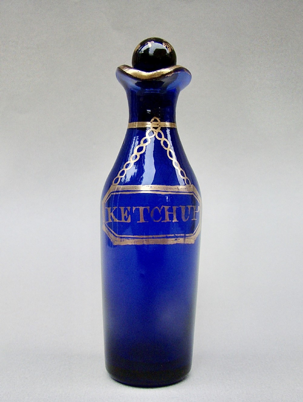 rare georgian bristol blue glass ketchup condiment bottle circa 1820