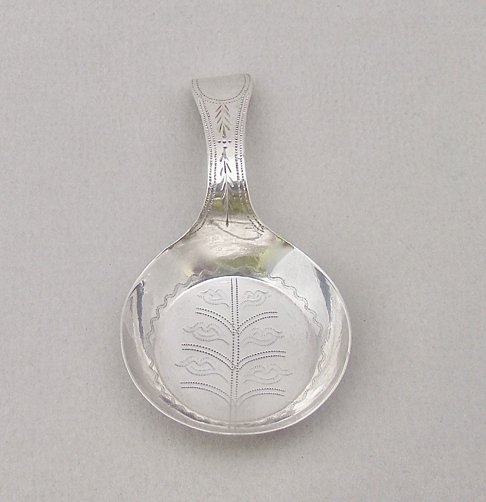 unusual georgian silver frying pan caddy spoon birmingham 1799