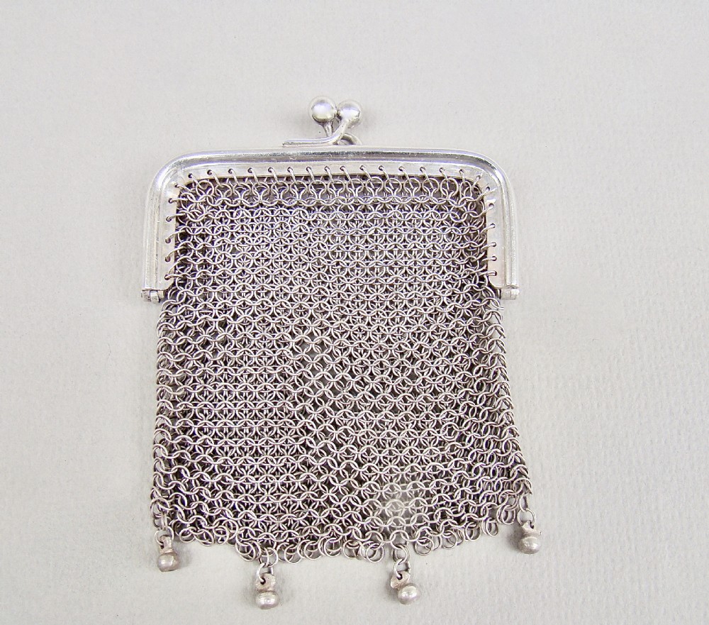 continental silver mesh chatelaine coin purse circa 1900