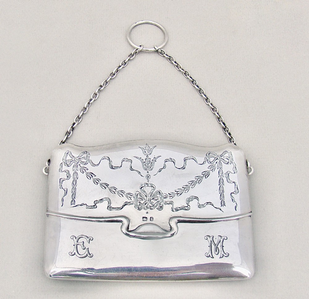 rare edwardian silver silver envelope card case by willian aitken birmingham 1906