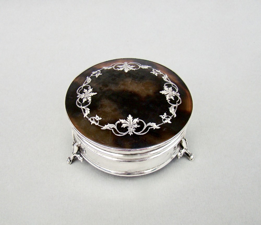 delightful silver tortoiseshell trinket box by edward souter barnsley birmingham 1921