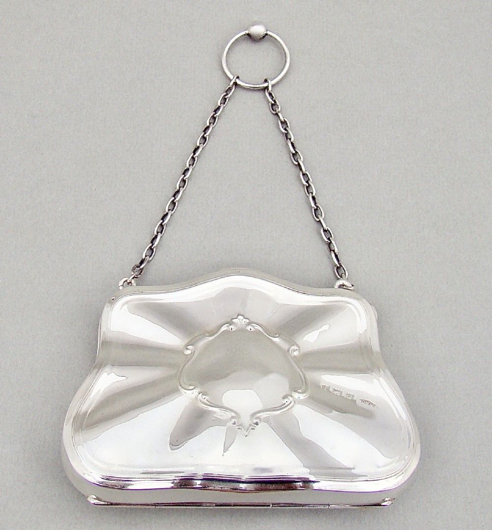 superb george v silver cocktail purse by sampson marks co birmingham 1910