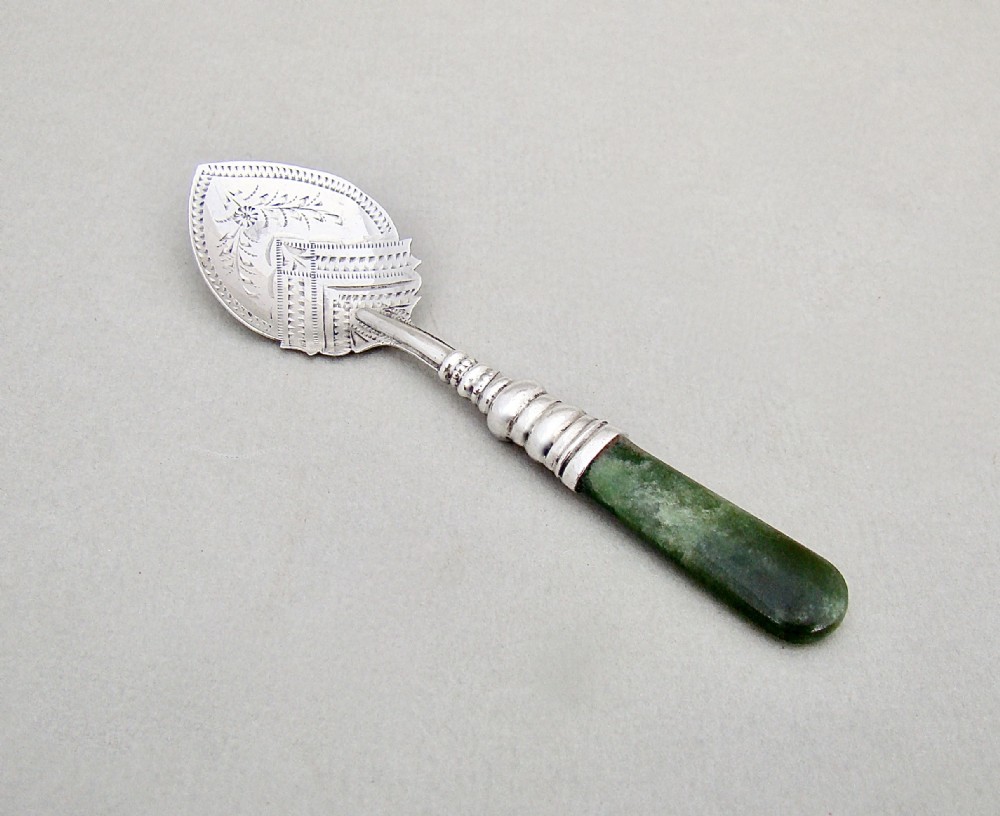 george v silver jade small preserve spoon by adie lovekin birmingham 1922