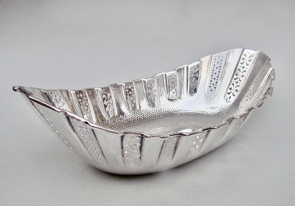 elegant arts craft spothammered silver bread basket by james dixon sons sheffield 1902