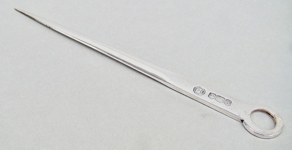 midcentury silver skewer letter opener by francis howard ltd sheffield 1964