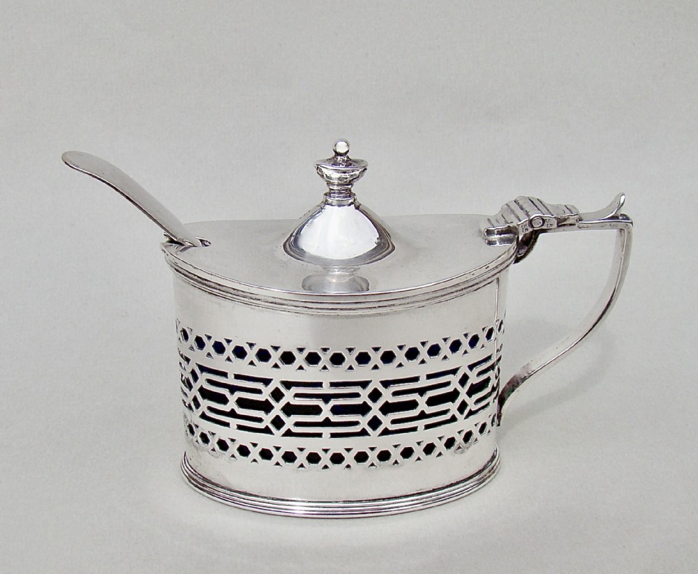 good george v pierced silver mustard pot by the haseler brothers chester 1913
