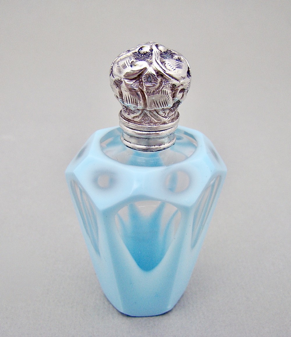 victorian silver and opaline glass scent bottle circa 1890