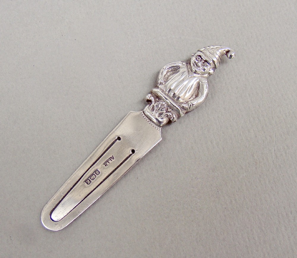 rare novelty silver 'mr punch' bookmark by adie lovekin birmingham 1924