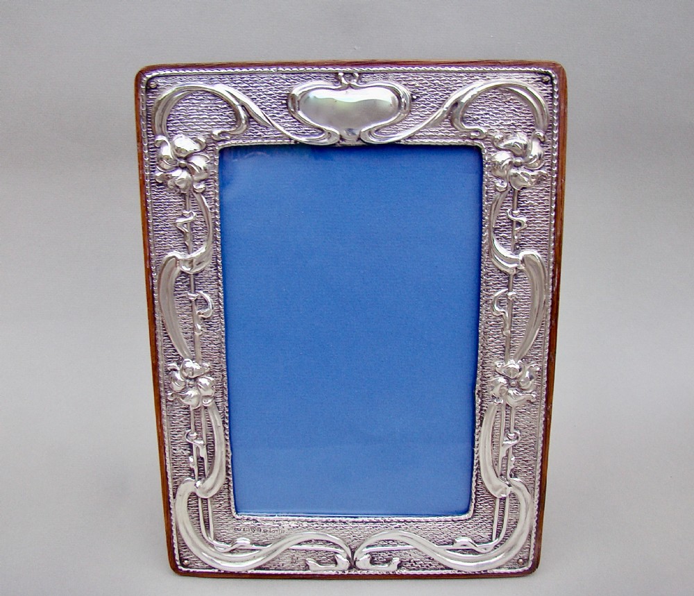 large art nouveau silver photo frame by william neale chester 1903