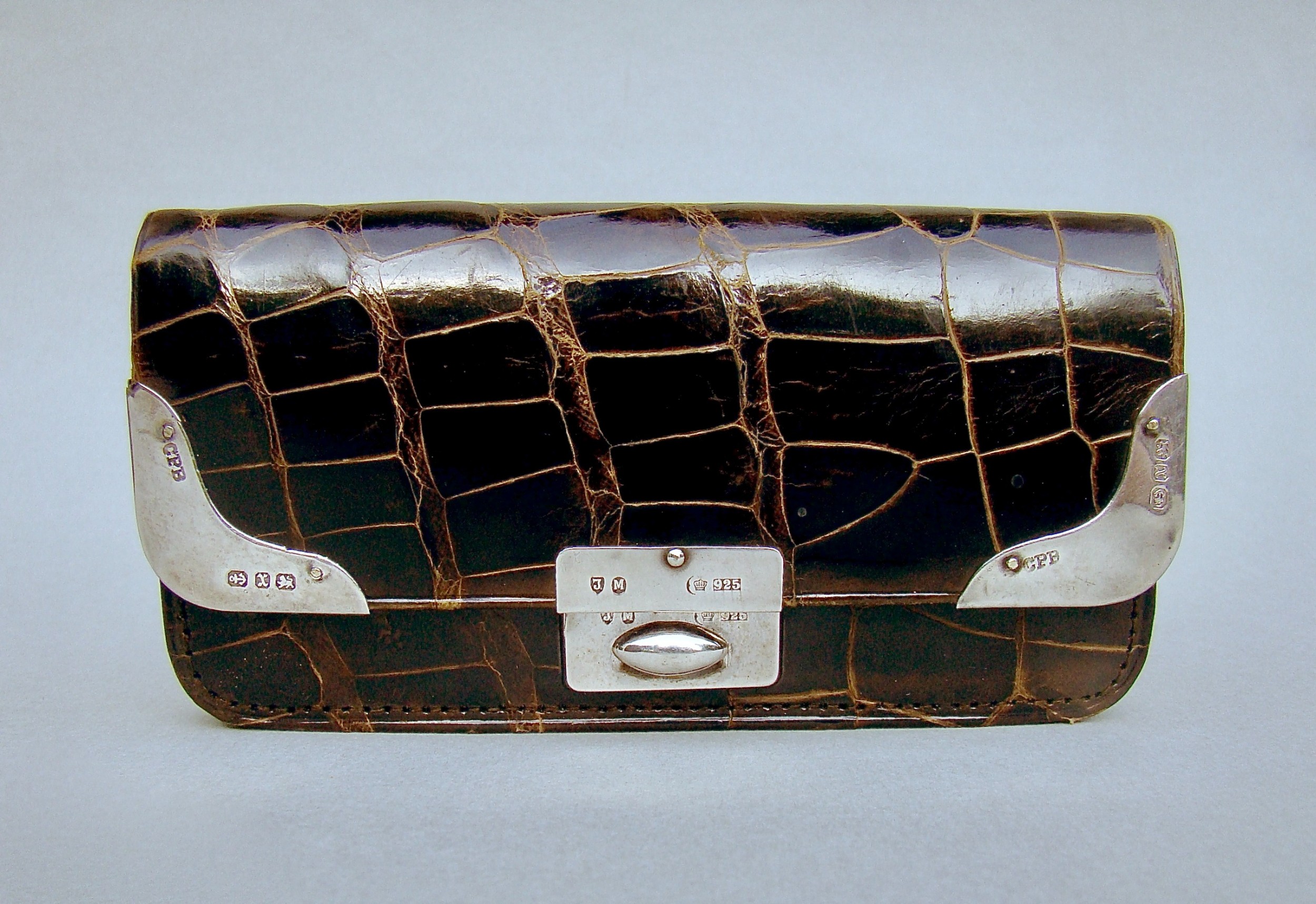 superb victorian silver crocodile skin small purse by charles penny brown birmingham 1897