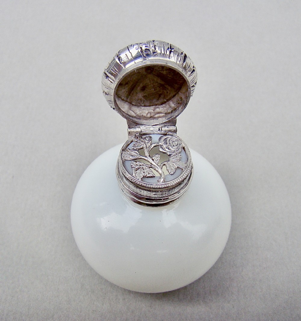 rare victorian silver opaline glass vinaigrette circa 1890