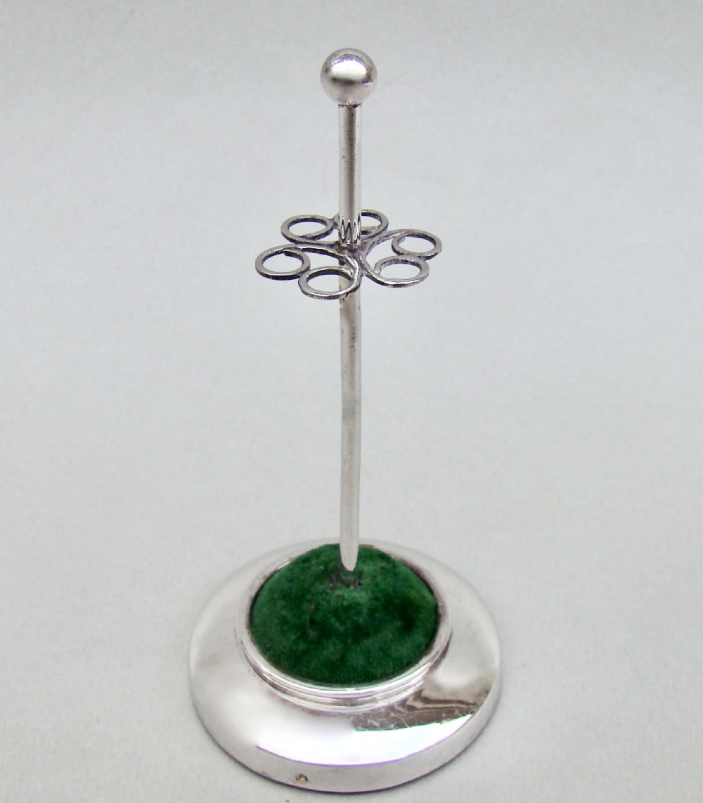 delightful edwardian silver hat pin holder by saunders shepherd chester 1905