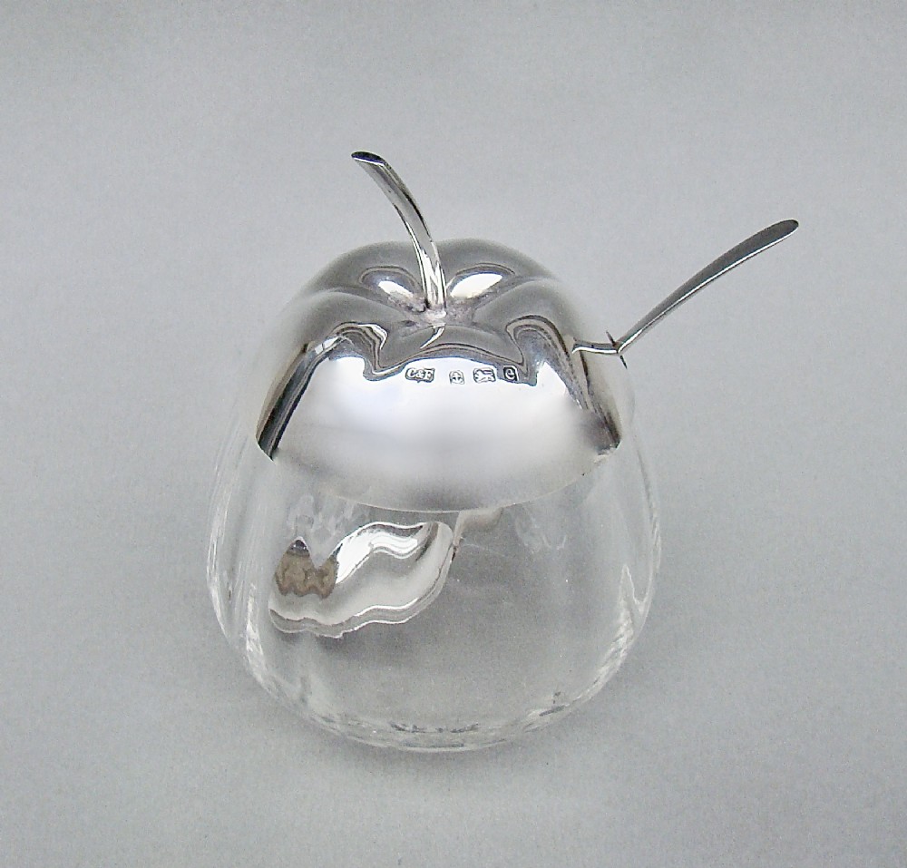 edwardian silver appleshaped preserve jar by coles fryer birmingham 1905