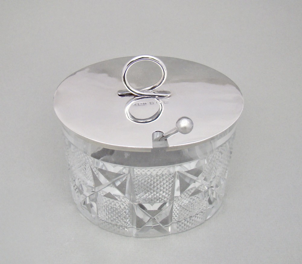 fabulous art deco silver mounted preserve jar by george unite birmingham 1928