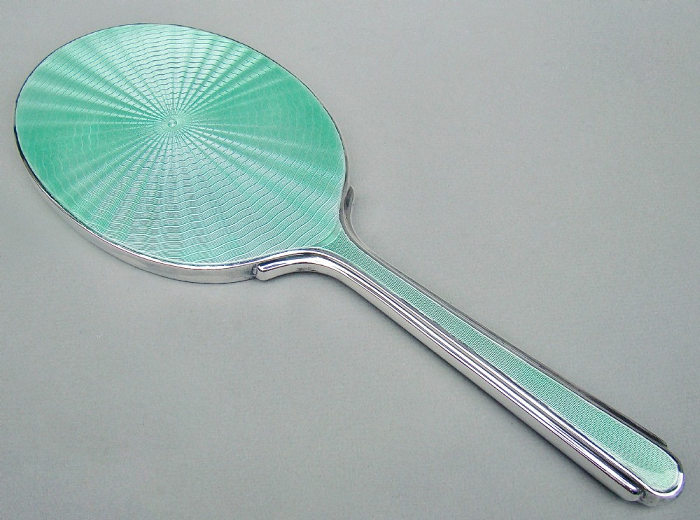 fabulous silver and guilloche enamel hand mirror by mappin webb birmingham 1936