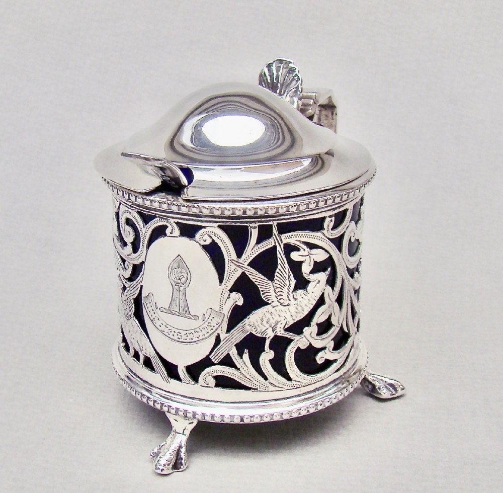 exquisite edwardian silver mustard pot by charles weale birmingham 1902