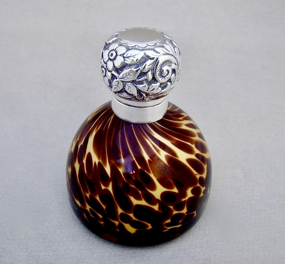 edwardian silver tortoiseshell glass scent bottle by arthur fenwick birmingham 1901